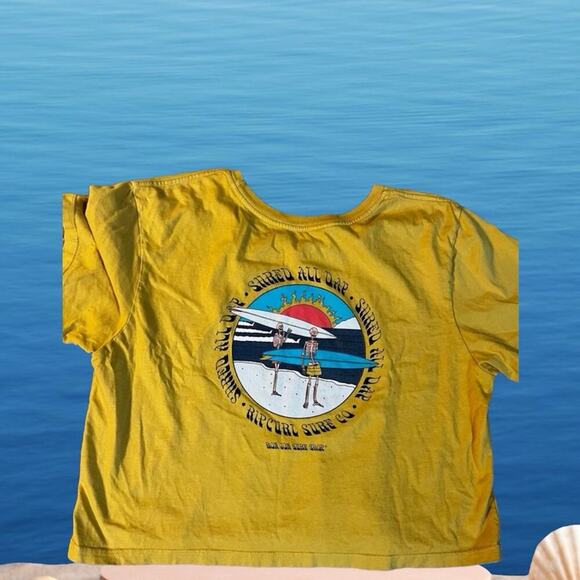 RIP CURL women’s M crop top tee, short sleeve, Gold - Picture 1 of 8